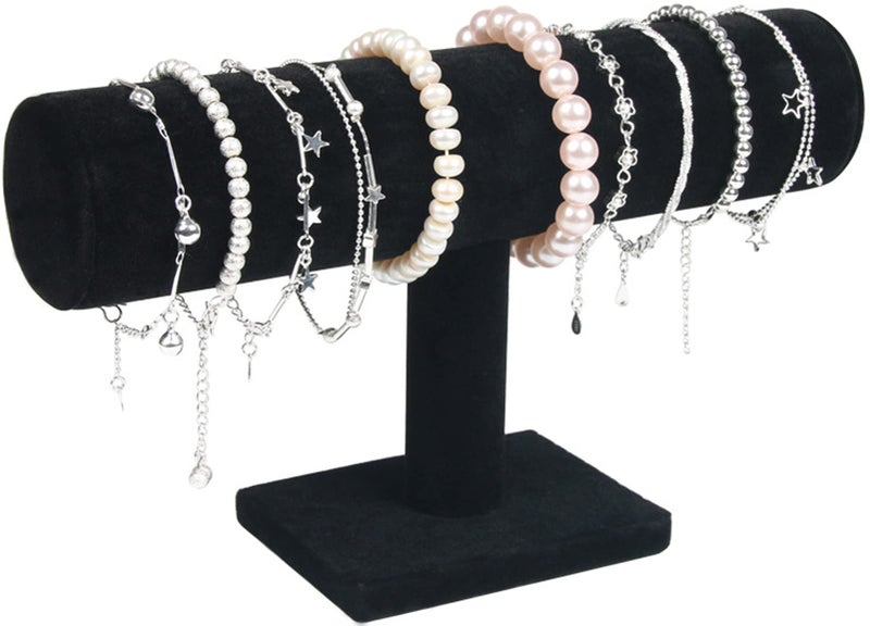 ChezMax Necklace Jewelry Display Jewelry Stand Hovering T-Bar Bracelet Holder for Home Organization, Black Velvet - Image 1